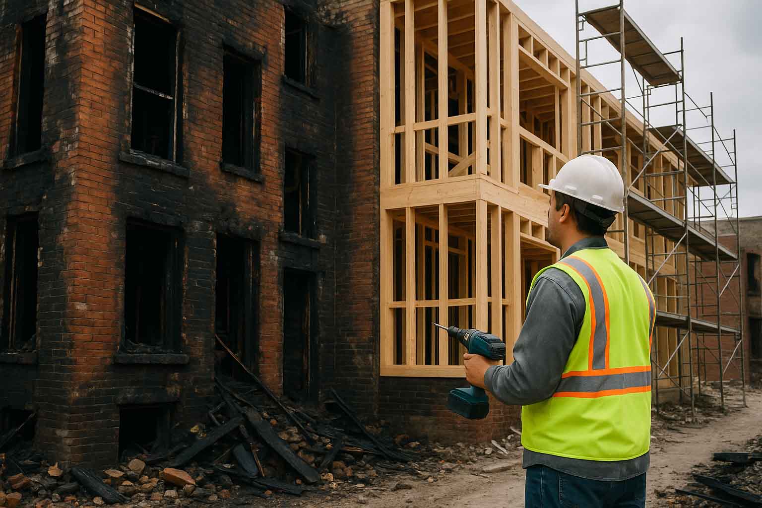Reconstruction of houses damaged by fire