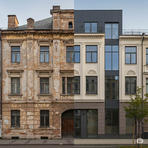 Reconstruction of the facade of the building